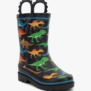 WESTERN CHIEF Kids DINO WORLD Rain Boots PULL ON Colorful Dinosaur Print SZ 2